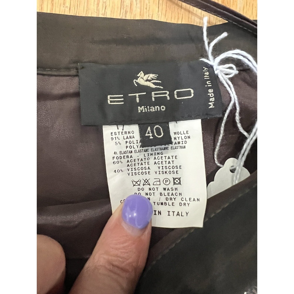 ETRO MILANO BROWN POLKA DOT WOOL STRAIGHT MIDI SKIRT SZ 40 2/4 - Picture 13 of 13